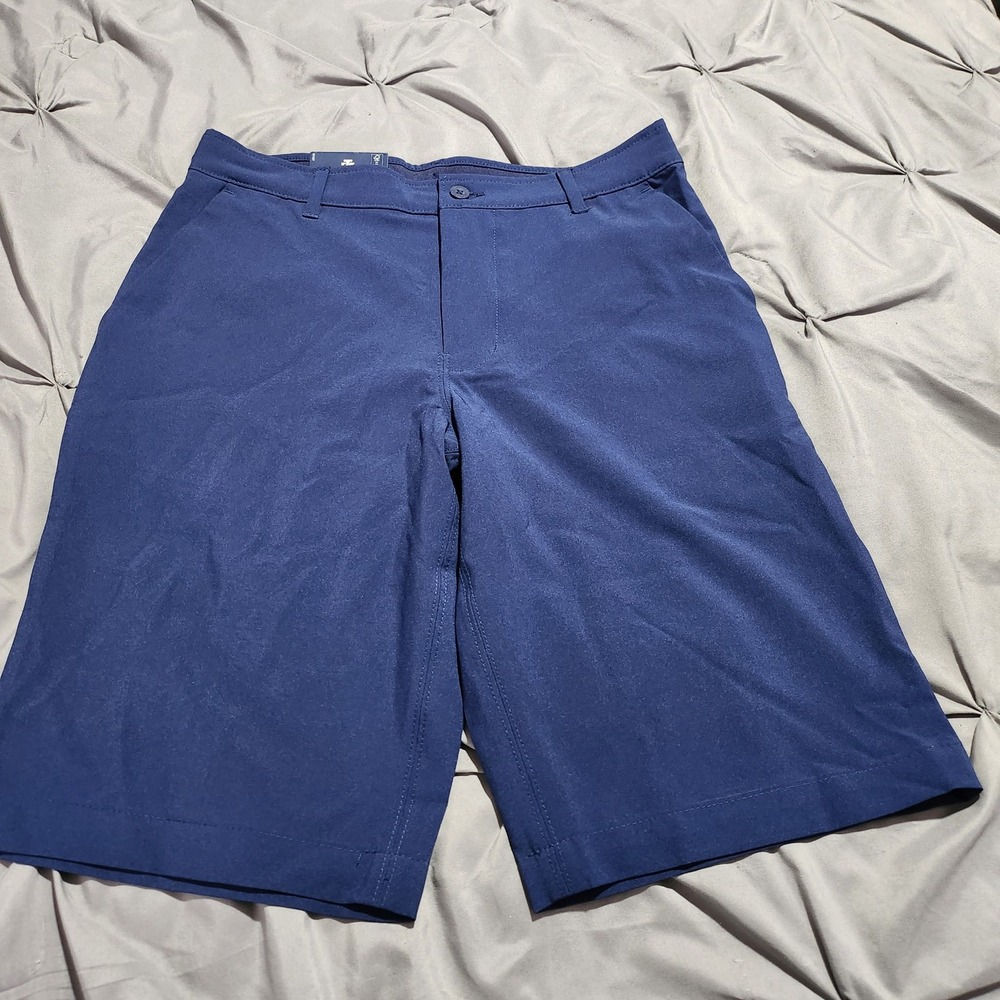 IZOD Boys Golf Shorts Size 18 Regular Medieval Blue Flat Front Adjustable Waist